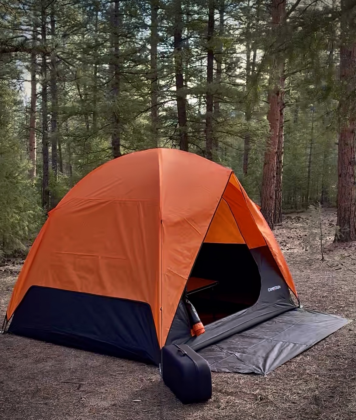 Campstash tent angled in forest