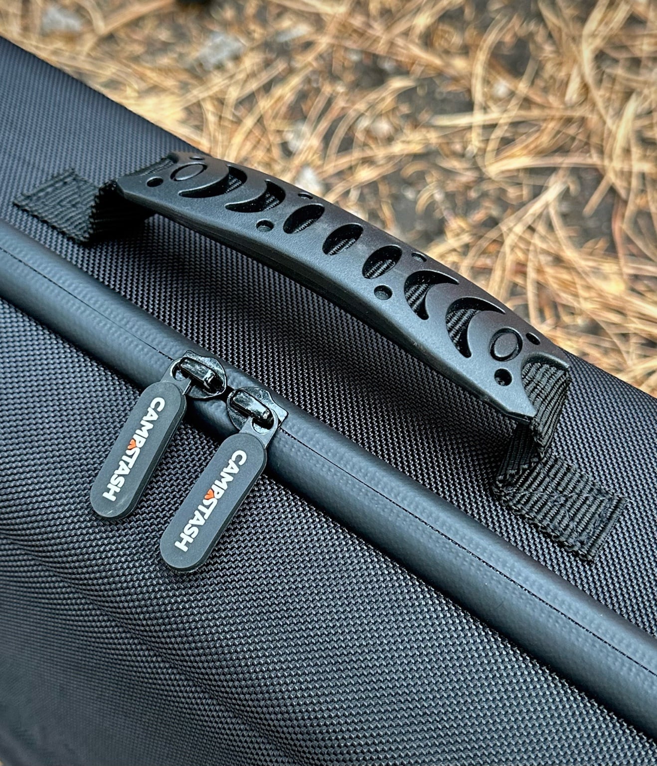 Campstash case handle and branded YKK zipper pulls